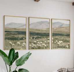 Mountain Meadow Trio, Green Landscape Wall Art Set - thumbnail 1