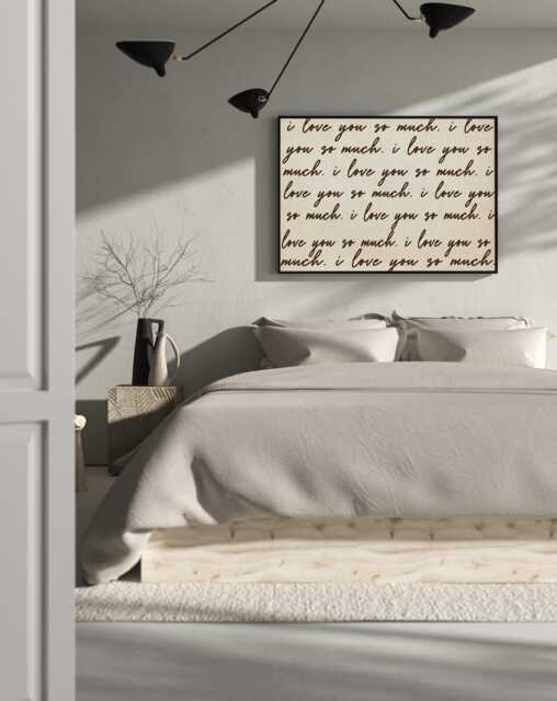 I Love You So Much Print, Handwritten Typography, Romantic Decor, Beige, Brown Quote Retro Typography Poster, Minimalist Home Decor - image 1