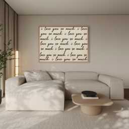 I Love You So Much Print, Handwritten Typography, Romantic Decor, Beige, Brown Quote Retro Typography Poster, Minimalist Home Decor - thumbnail 2