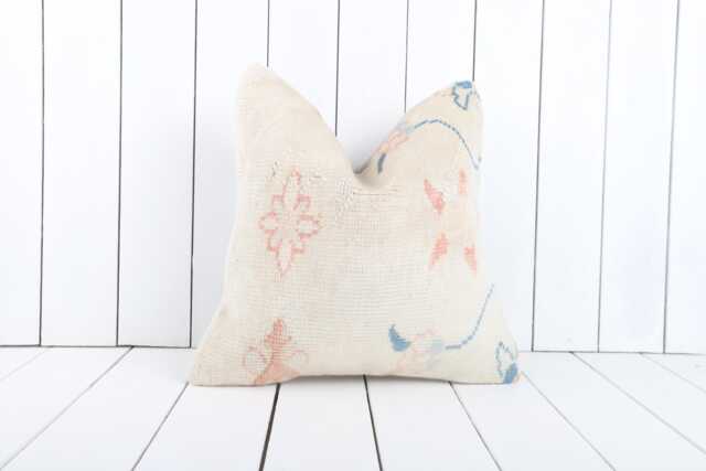 Vintage Turkish Kilim Pillow Cover Bohemian Accent Cushion - 16x16 - image 1