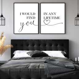 Romantic Quote Print Set Minimalist Bedroom Wall Art, Couple's Gift - thumbnail 2