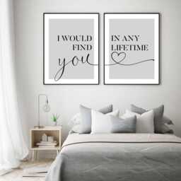 Romantic Quote Print Set Minimalist Bedroom Wall Art, Couple's Gift - thumbnail 3
