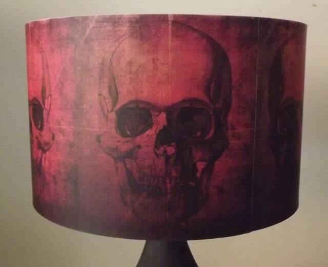 Red Skull Lampshade, Grunge, Gothic, Halloween, By Fatta Da Mamma Free Gift - image 1