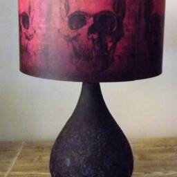 Red Skull Lampshade, Grunge, Gothic, Halloween, By Fatta Da Mamma Free Gift - thumbnail 2