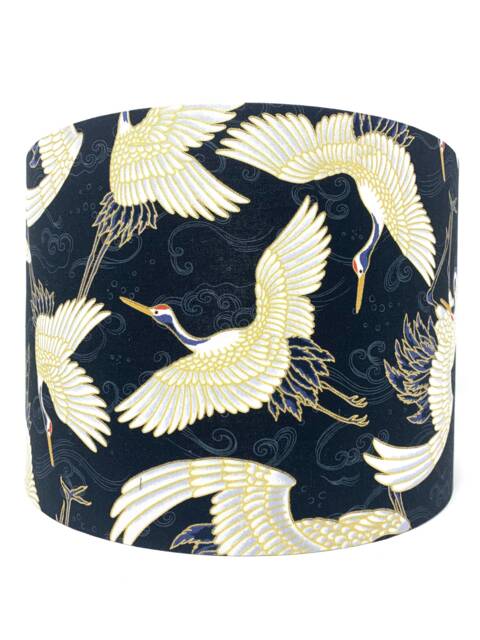 Japanese Crane Lampshade Black & Gold Asian Light Shade - image 1