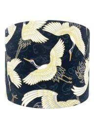 Japanese Crane Lampshade Black & Gold Asian Light Shade - thumbnail 1