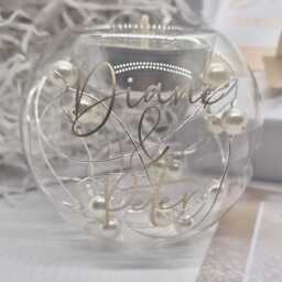 Personalised Pearl Wedding Anniversary Gift - Glass Ball Tealight Holder 30Th Candle Boxed Keepsake Present - thumbnail 2
