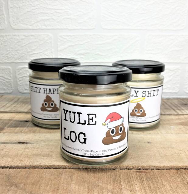 Rude Yule Log Candle - Novelty Scented Soy Wax - image 1
