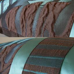 Robin Egg Blue Dark Chocolate Brown Lumbar Pillow Case 12 X 18 in Irma Design Limited Edition Split Leaf Philodendron - thumbnail 2