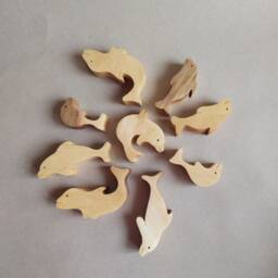 Wooden Dolphins Toy Set Of 10, Dolphin Toy, Organic Stacking Sea Animal, Ocean Animal Set, Ocean Playscapes - thumbnail 3