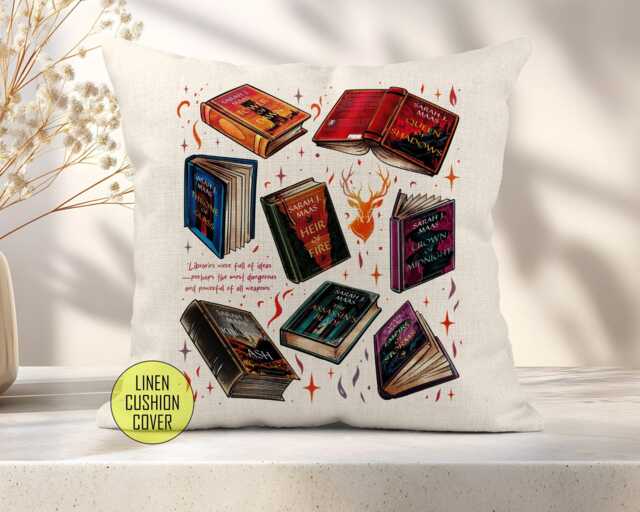 Throne Of Glass Series Cushion, Bookish Gifts, Reading Gift, Booknook Sarah J Maas Merchandise, Tog - image 1