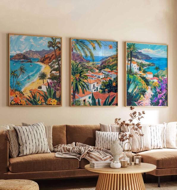 Set Of 3 Gran Canaria Posters, Spain Prints, Canary Islands Wall Art Set, Spanish Island Beach Europe Decor - image 1