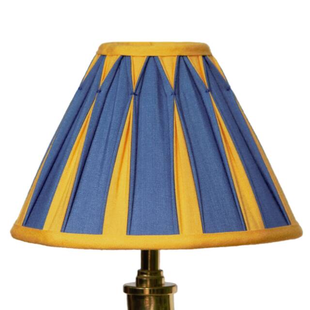 Handmade Silk Coolie Lampshade in Arabian Night & Golden Glow. Double Box, Smocked - image 1