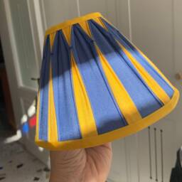 Handmade Silk Coolie Lampshade in Arabian Night & Golden Glow. Double Box, Smocked - thumbnail 2