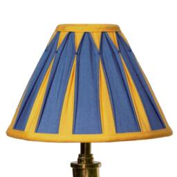 Handmade Silk Coolie Lampshade in Arabian Night & Golden Glow. Double Box, Smocked - thumbnail 1