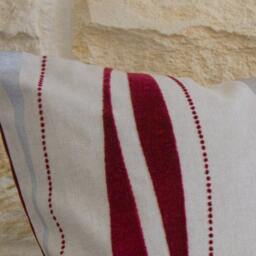 Beige Pillow Decorative Cover Cream, Velvet Red , Silver Waves, Home Living Decor, Stripes, 18x18 - thumbnail 3