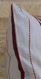 Beige Pillow Decorative Cover Cream, Velvet Red , Silver Waves, Home Living Decor, Stripes, 18x18 - thumbnail 4