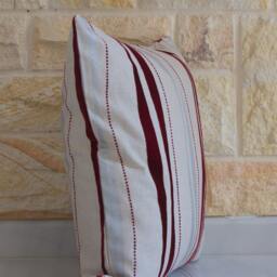 Beige Pillow Decorative Cover Cream, Velvet Red , Silver Waves, Home Living Decor, Stripes, 18x18 - thumbnail 2