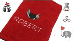 Personalized Bath Towel With Embroidered Name & Design - Perfect Gift For Valentine's Day, Anniversaries, Or Weddings 70 X 140 cm - thumbnail 2
