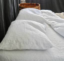 Linen Sheets Set Of 4 Pieces. French Linen Top & Fitted Sheet Two Pillowcases. Made By Mooshop.new45