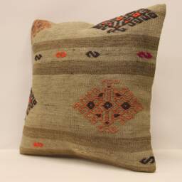 Throw Pillow 16x16 Turkish Textile Cover, Home Living Design Boho Vintage Rustic Throw Pillow, Covers Old Cushion 4Kf-415 - thumbnail 3