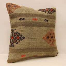 Throw Pillow 16x16 Turkish Textile Cover, Home Living Design Boho Vintage Rustic Throw Pillow, Covers Old Cushion 4Kf-415 - thumbnail 2