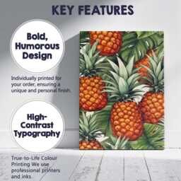 Tropical Pineapple Monstera Leaf Repeat Pattern Canvas Wall Art Print Decor Picture Ready To Hang - thumbnail 2