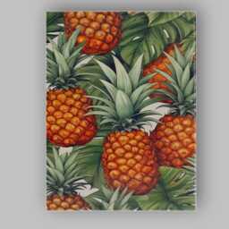 Tropical Pineapple Monstera Leaf Repeat Pattern Canvas Wall Art Print Decor Picture Ready To Hang - thumbnail 1