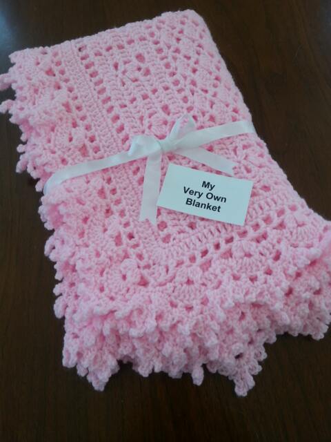 Blossom Pink Lace Hand Crocheted Baby Girl Blanket - image 1