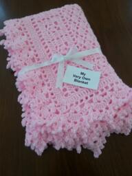Blossom Pink Lace Hand Crocheted Baby Girl Blanket - thumbnail 1