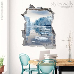 Iceberg Wall Decal Mural, Hole in The 3D Effect Sticker, Decal, Broken Mural Home Decor - thumbnail 2