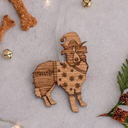 Handmade Collie Wooden Dog Ornament Rustic Christmas Baubles Dog Ornaments Memorial Gift Personalised Pet Decoration - thumbnail 1