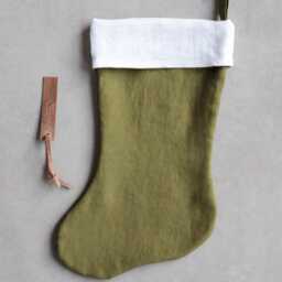 Personalized Linen Christmas Stocking Zero Waste Gift With Free Engraved Leather Tag - thumbnail 3