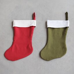 Personalized Linen Christmas Stocking Zero Waste Gift With Free Engraved Leather Tag - thumbnail 2