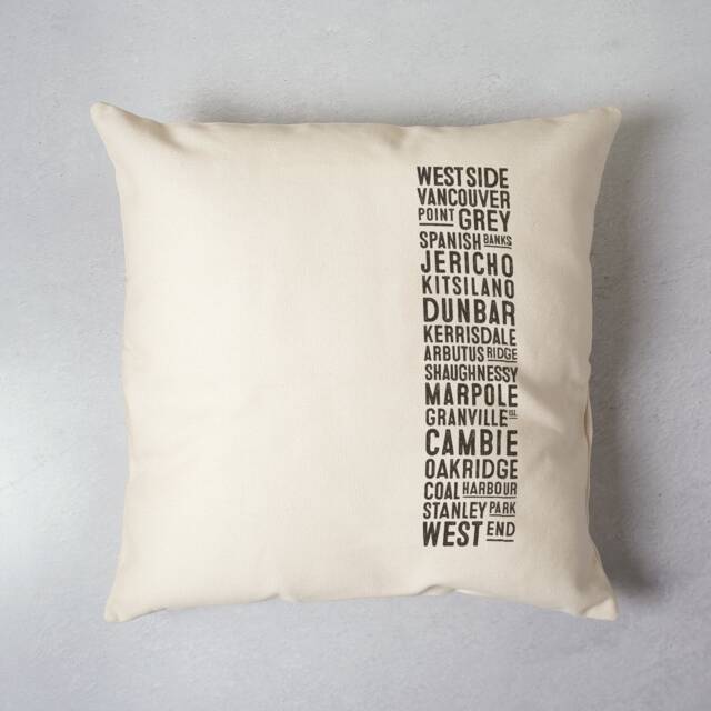 West Side Vancouver Pillow Cover Canada Souvenir Typography Cushion Kerrisdale, Kitsilano, Marpole, Stanley Park - image 1