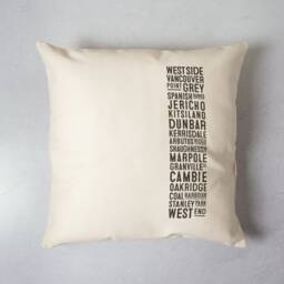 West Side Vancouver Pillow Cover Canada Souvenir Typography Cushion Kerrisdale, Kitsilano, Marpole, Stanley Park - thumbnail 1