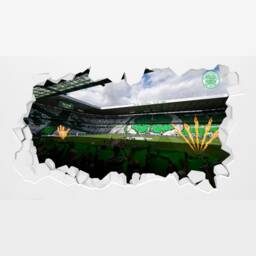 Celtic Fc Wall Sticker - Inside Stadium With Crowd & Flames Broken Decal Football Art - thumbnail 2
