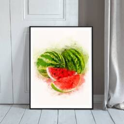 Watermelon Art Print - Kitchen Wall Fruit Painting Watercolor Style Prints - thumbnail 2