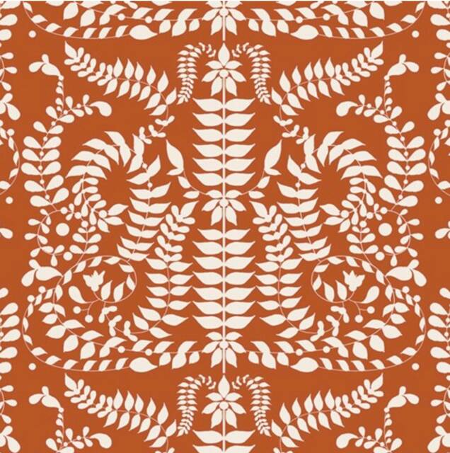 Terracotta Crib Sheet - Fitted Cotton Sheet, Folk Floral Bedding - image 1