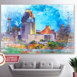 San Antonio Wall Art, Canvas Skyline, Texas Print, Photo - thumbnail 3
