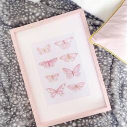 Pink & Gold Butterfly Art Print Girls Bedroom Decor - thumbnail 3