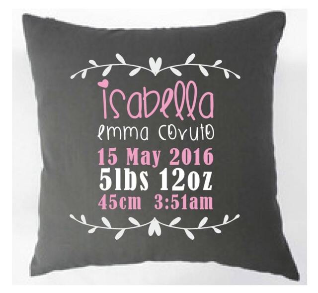 Rustic Wreath Custom Baby Girl/Boy Birth Announcement Pillow For New Born, Infants & 1st Birthday. The Perfect Gift & Keepsake To Treasure - image 1