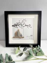 Personalised Family Pebble Picture - Any Wording Gift For Mum Grandma Tree Swing Framed Home Decor Handmade - thumbnail 1
