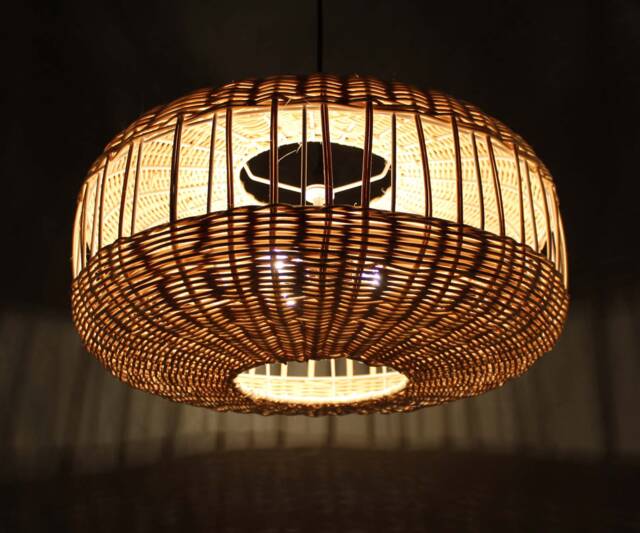 Rattan Pendant Light - Round Wicker Lampshade, 45cm - image 1