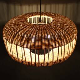 Rattan Pendant Light - Round Wicker Lampshade, 45cm - thumbnail 2