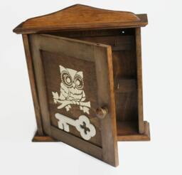 Owl Key Cabinet Wooden Holder White Owl Key Box Organizer Gift Home Decor Wall Decoration - thumbnail 1