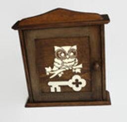 Owl Key Cabinet Wooden Holder White Owl Key Box Organizer Gift Home Decor Wall Decoration - thumbnail 2