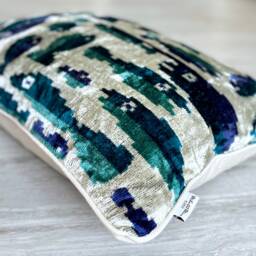 Velvet Ikat Pillow Cover Shoal - Decorative Cushion For Sofa Or Bed - thumbnail 2