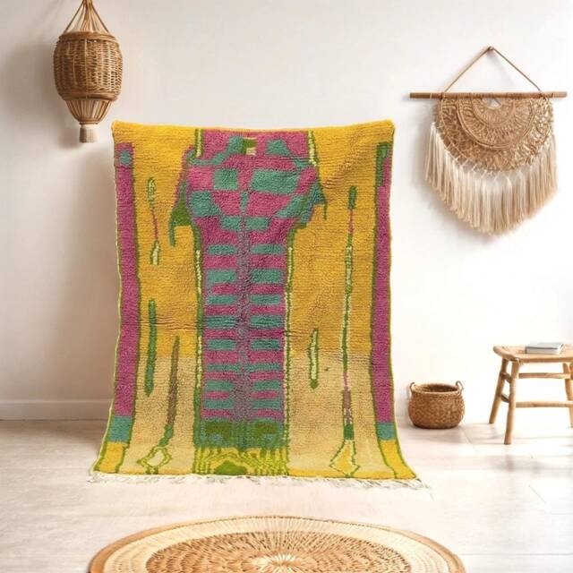 Yellow Custom Boujaad Rug Soft Wool Moroccan Berber Rug - image 1