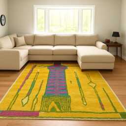 Yellow Custom Boujaad Rug Soft Wool Moroccan Berber Rug - thumbnail 2